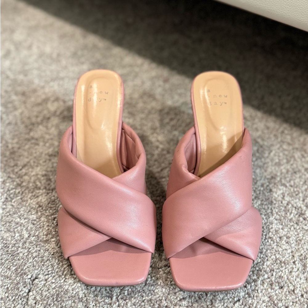 A New Day Pink Mules Square Toe Slip-On